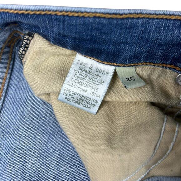 Rag & Bone Mid Rise Skinny Jean Blue Ripped Distressed Denim size 25 Medium Wash - Picture 10 of 10